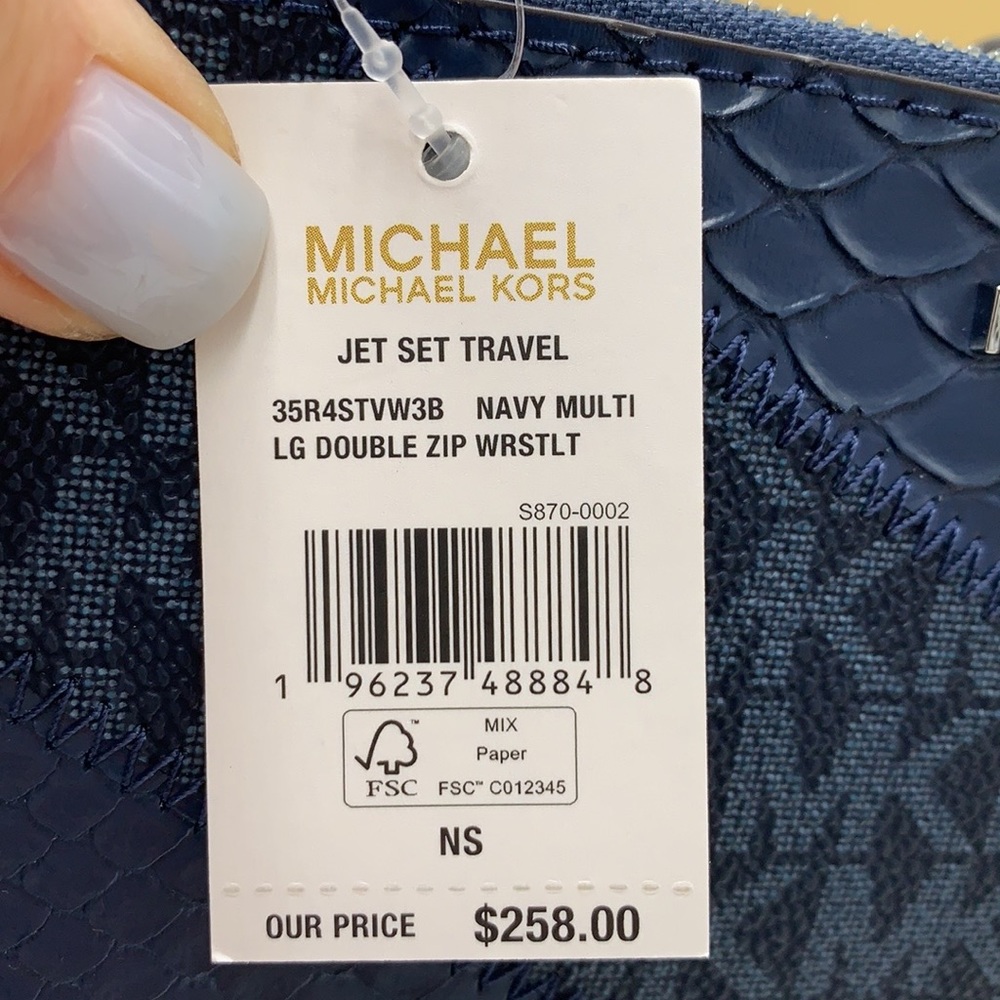 MICHAEL KORS LARGE DOUBLE ZIP WRISTLET
WALLET NAVY MULTI COLOR - Picture 13 of 13